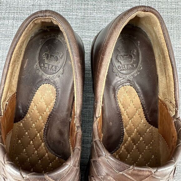 Ariat Ashbourne Briar Leather Clogs Womens Sz EU 38 US 7.5 M Brown Woven Comfort - Picture 6 of 14